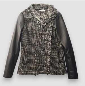 Vince Wool and Genuine Leather Black Moto Jacket